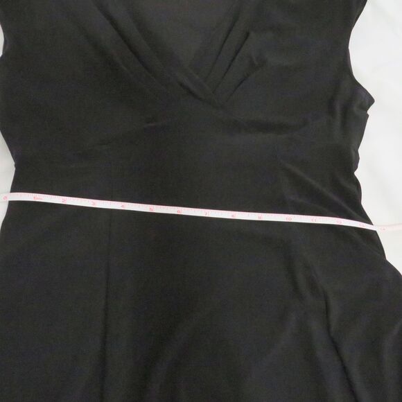 Rena Rowan Black Dress Women Sz 6 Midi Length Sleeveless V-Neck Easy Care Dressy - Picture 8 of 10
